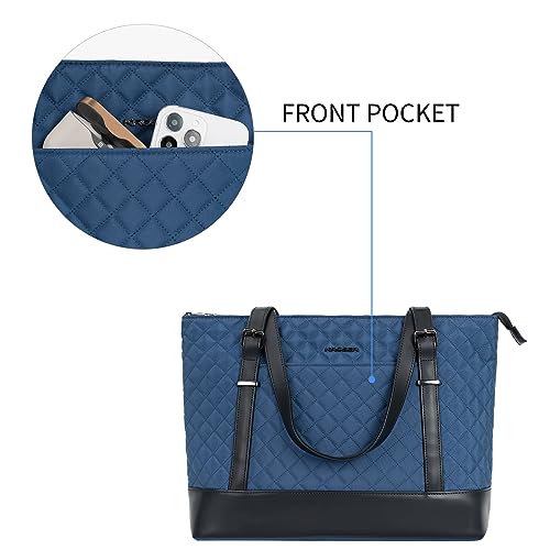 KROSER Laptop Tote Bag 15.6 Inch with USB Port, Large Work Tote Bag Computer Shoulder Bag for Women, Laptop Carrying Case Stylish Handbag Gift for Office Business Travel(Haze Blue) - Image 5