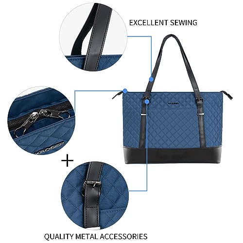 KROSER Laptop Tote Bag 15.6 Inch with USB Port, Large Work Tote Bag Computer Shoulder Bag for Women, Laptop Carrying Case Stylish Handbag Gift for Office Business Travel(Haze Blue) - Image 3
