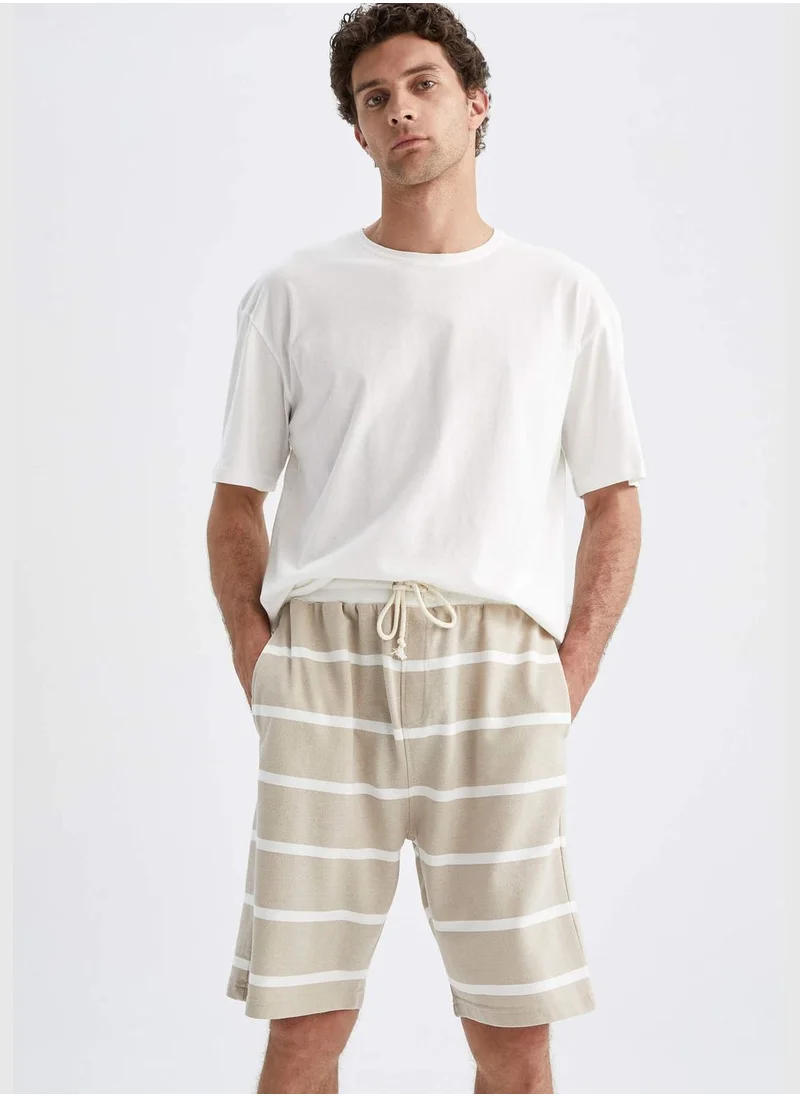 DeFacto Comfort Fit Tie Waist Striped Bermuda Shorts