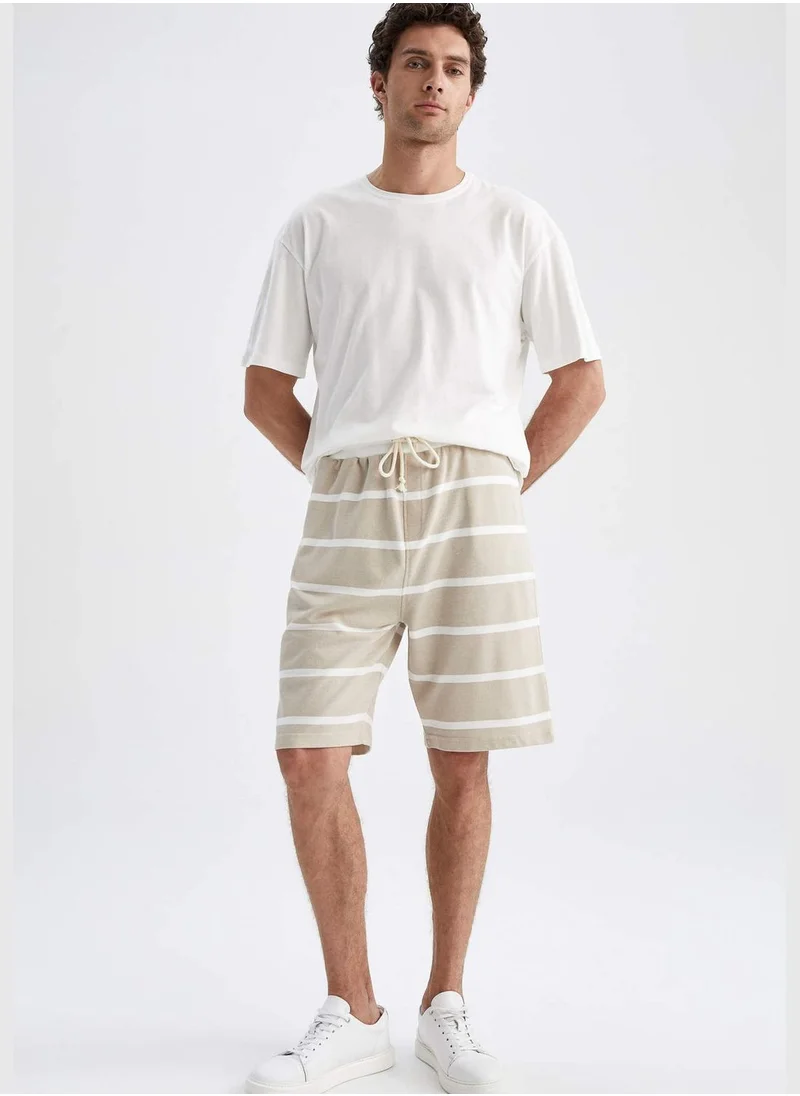DeFacto Comfort Fit Tie Waist Striped Bermuda Shorts