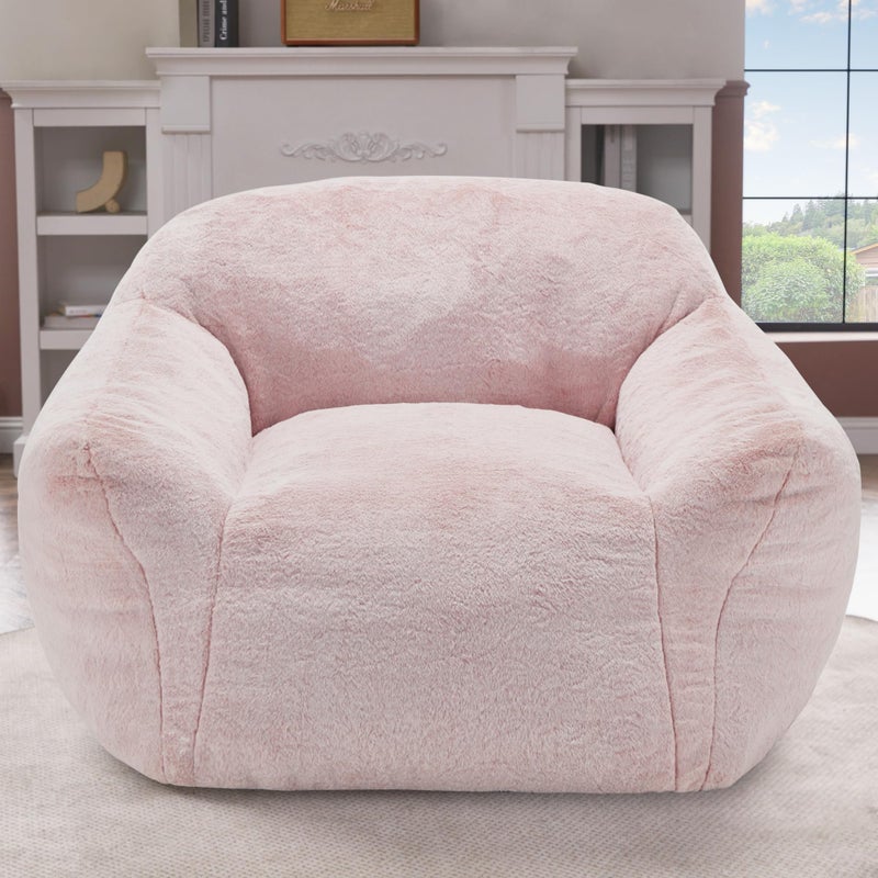 Homguava Bean Bag Chair Bean Bag Chairs for Adults Comfy Beanbag Giant Bean Bag Chair with Spacious Design Bean Bag Couch with Armrest Large Bean Bag Chair with Filler for Living Room Bedroom Pink