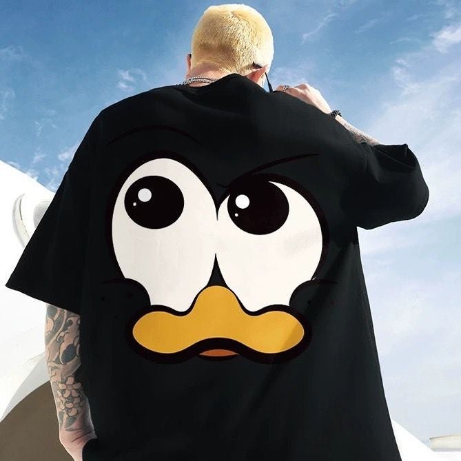 European and American street fashion brand Duck T-shirt men's ins fashion couple wear summer plus size men's national fashion short sleeve - Image 3