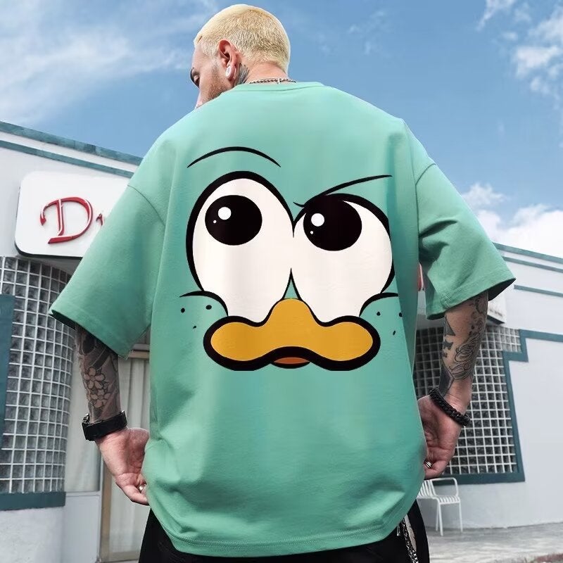 European and American street fashion brand Duck T-shirt men's ins fashion couple wear summer plus size men's national fashion short sleeve - Image 2