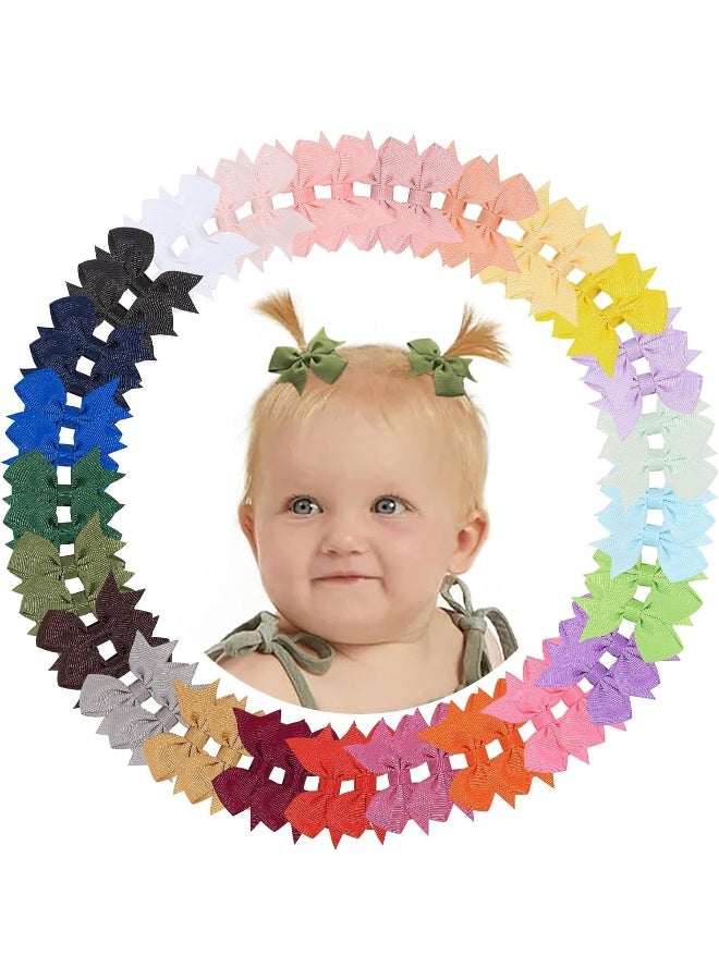 doboi 50PCS 2'' Baby Hair Bows Clips Fully Lined Grosgrain Boutique Solid Ribbon Mini Bows for Girls Teens Infants Kids Toddlers Newborn - Image 1