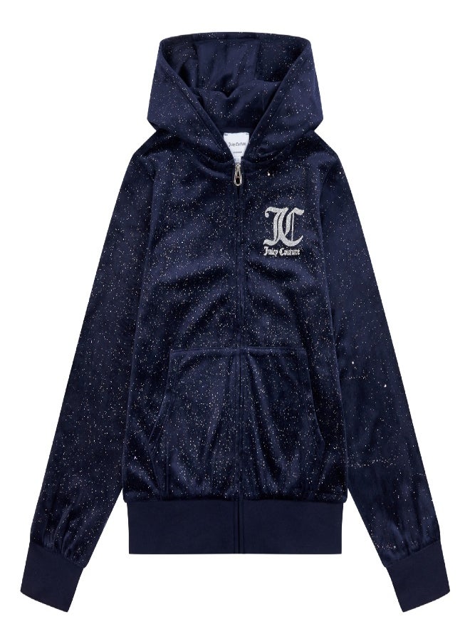 Juicy Couture - Juicy Couture Velour Splarkly Zip Hoodie - Image 1