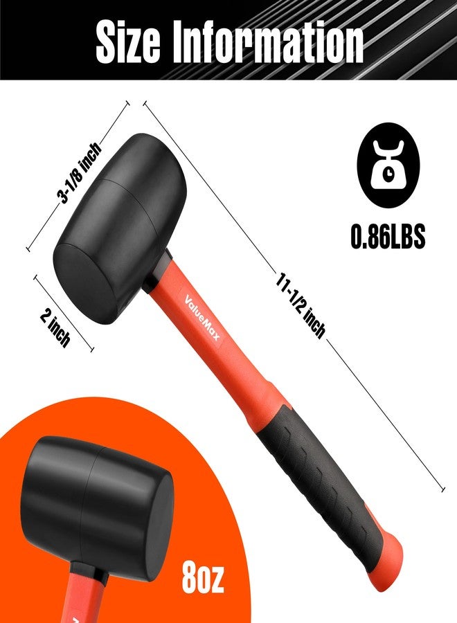 ValueMax 8oz Rubber Mallet Hammer, Fiberglass Handle, Double-Faced Soft Mallet, Soft Blow Tasks without Damage for Camping, Flooring, Tent Stakes, Woodworking - Image 5