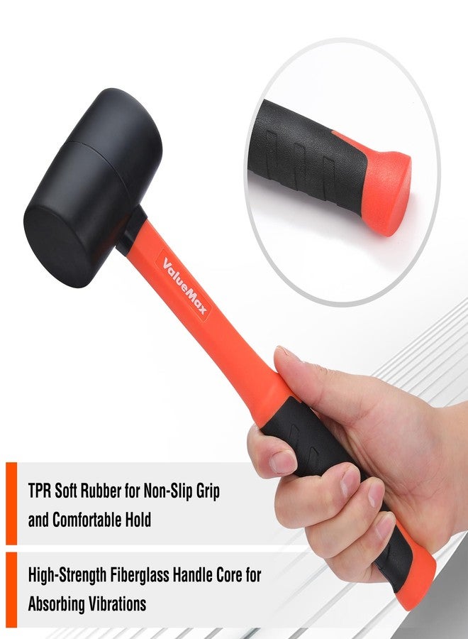 ValueMax 8oz Rubber Mallet Hammer, Fiberglass Handle, Double-Faced Soft Mallet, Soft Blow Tasks without Damage for Camping, Flooring, Tent Stakes, Woodworking - Image 4