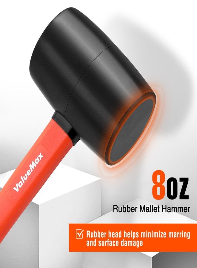 ValueMax 8oz Rubber Mallet Hammer, Fiberglass Handle, Double-Faced Soft Mallet, Soft Blow Tasks without Damage for Camping, Flooring, Tent Stakes, Woodworking - Image 2