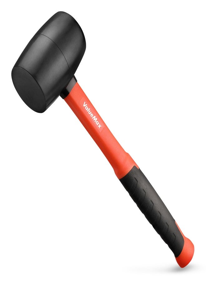 ValueMax 8oz Rubber Mallet Hammer, Fiberglass Handle, Double-Faced Soft Mallet, Soft Blow Tasks without Damage for Camping, Flooring, Tent Stakes, Woodworking - Image 1