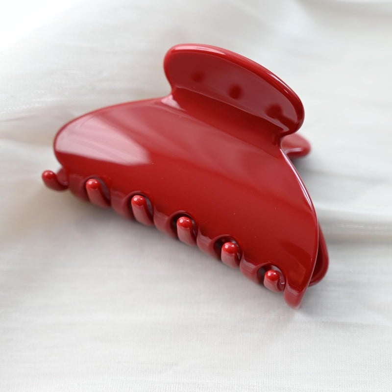 Prettyou Handmade Celluloid Acetate French Design Barrettes Tortoise Shell Claws Hair Claw Luxury Fashion Accessories Hair Clip for Women (burgundyred) - Image 3