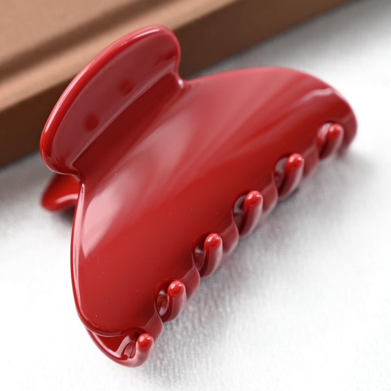 Prettyou Handmade Celluloid Acetate French Design Barrettes Tortoise Shell Claws Hair Claw Luxury Fashion Accessories Hair Clip for Women (burgundyred) - Image 5