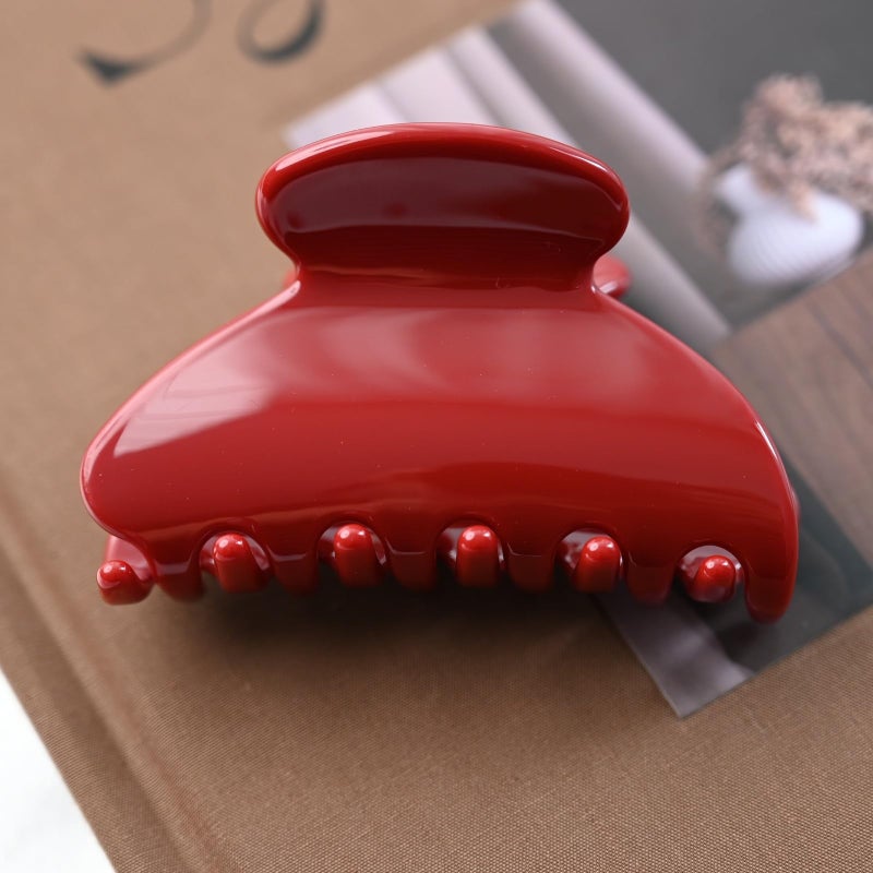Prettyou Handmade Celluloid Acetate French Design Barrettes Tortoise Shell Claws Hair Claw Luxury Fashion Accessories Hair Clip for Women (burgundyred) - Image 2