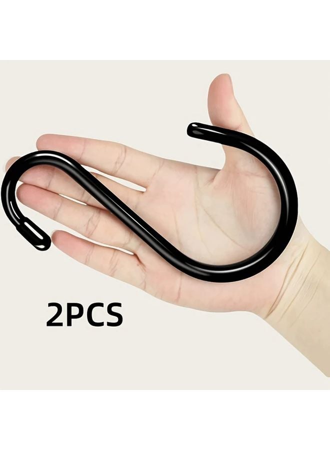 قطعتان من خطافات S السوداء متينة لتعليق النباتات والملابس والأواني والقدور - Image 1