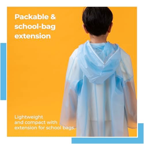 Lifelong Drench Dew Kids Raincoat for Boys & Girls (8-9 Years) | Waterproof Single-Layer PVC Long coat with Adjustable Hood | Lightweight Polyester | Unisex Standard Length Rain Jacket (Sky Blue) - Image 4