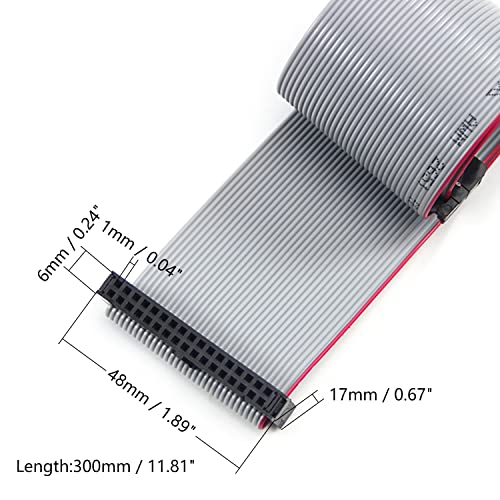 Fielect 2pcs IDC 34 Pin Connector Gray Wire Flat Ribbon Cable Connector Length 30cm 2.54mm Pitch - Image 2