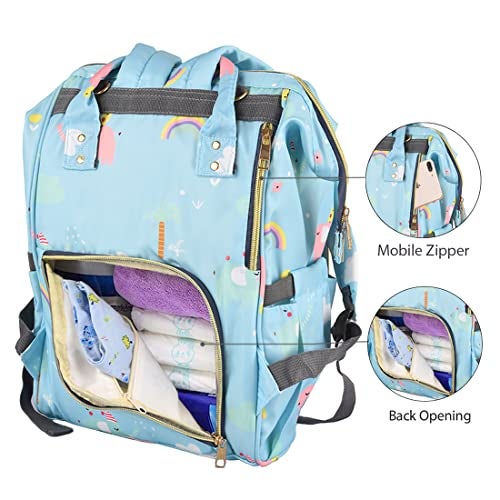 PACKNBUY Baby Diaper Bag Backpack for Mothers for Travel Maternity Hospital Bag for Delivery Women with Multiple Pockets Water Resistant Insulated Bottle Holders Large Capacity (Blue) - Image 4