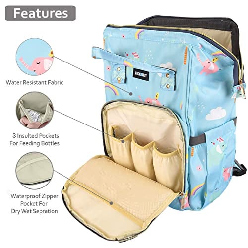 PACKNBUY Baby Diaper Bag Backpack for Mothers for Travel Maternity Hospital Bag for Delivery Women with Multiple Pockets Water Resistant Insulated Bottle Holders Large Capacity (Blue) - Image 2