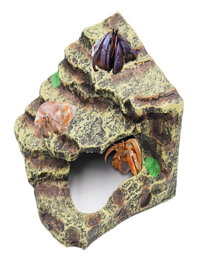 Oooct Hermit Crab Hideout, Resin Simulation Stone Reptile Cave Hideout, Hermit Crab Climbing Toys, Terrarium Habitat Decor for Lizard Spider Aquarium Fish Gecko Bearded Dragon - Image 1