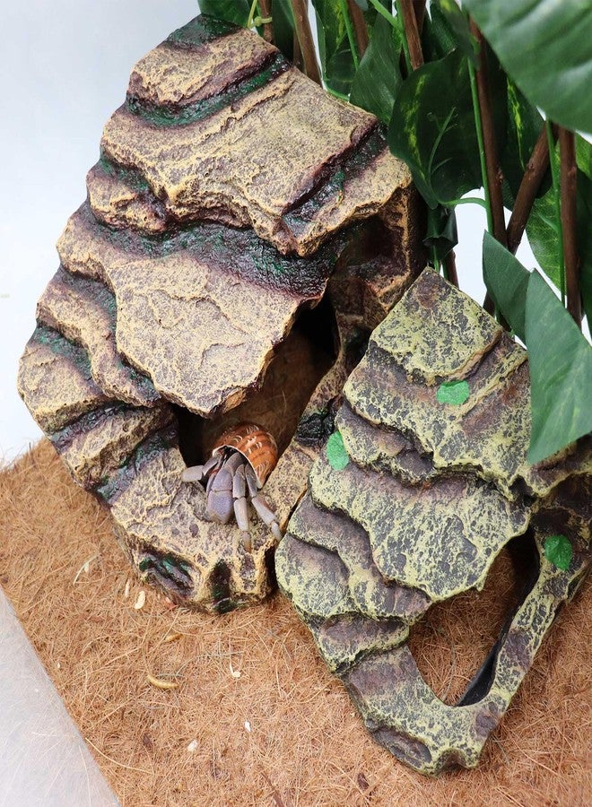 Oooct Hermit Crab Hideout, Resin Simulation Stone Reptile Cave Hideout, Hermit Crab Climbing Toys, Terrarium Habitat Decor for Lizard Spider Aquarium Fish Gecko Bearded Dragon - Image 5