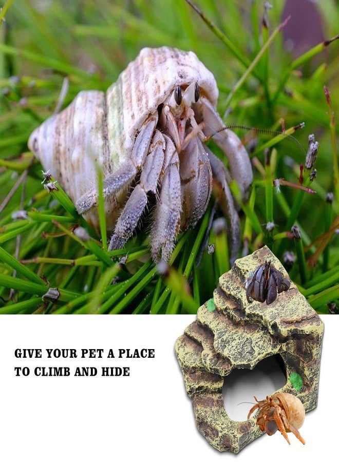 Oooct Hermit Crab Hideout, Resin Simulation Stone Reptile Cave Hideout, Hermit Crab Climbing Toys, Terrarium Habitat Decor for Lizard Spider Aquarium Fish Gecko Bearded Dragon - Image 2