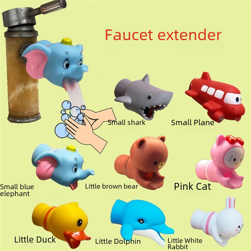 Cartoon children's hand washing extender splash-proof water guide sink baby hand washing aid faucet extension hand washing device(Small Shark) - Image 5