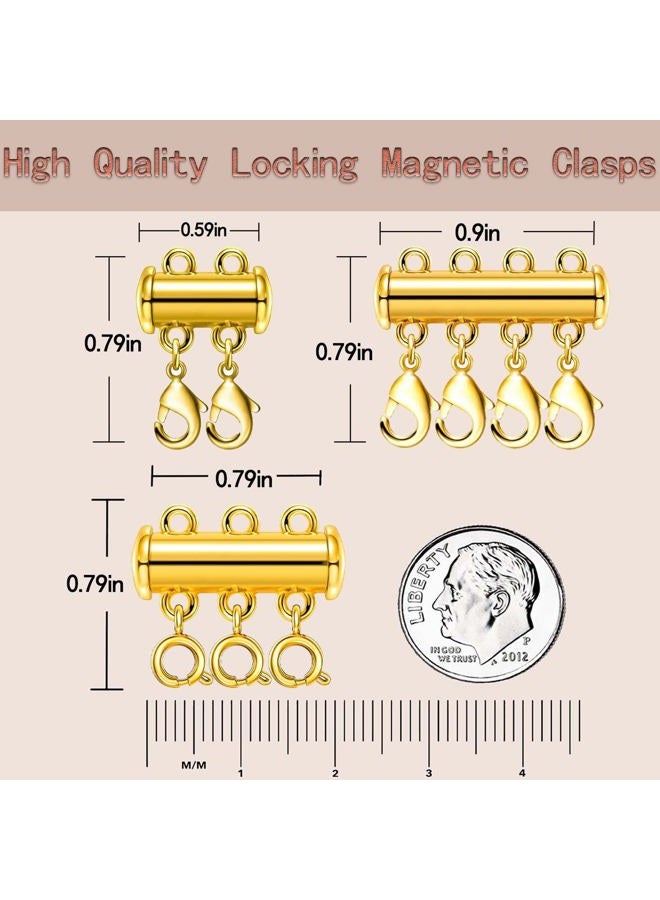 OHINGLT Necklace Layering Clasps Magnetic Slide Lock Clasp Necklace Connector Multi Strands Slide Tube Clasps - Image 2