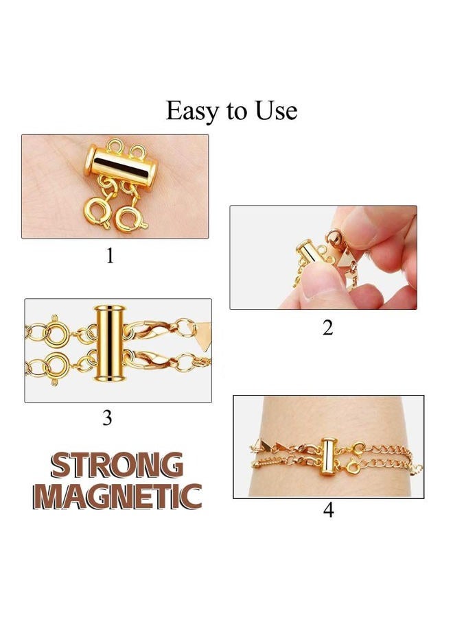 OHINGLT Necklace Layering Clasps Magnetic Slide Lock Clasp Necklace Connector Multi Strands Slide Tube Clasps - Image 4