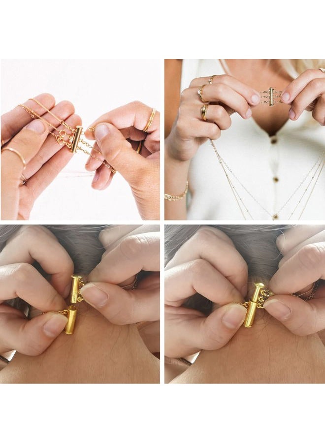 OHINGLT Necklace Layering Clasps Magnetic Slide Lock Clasp Necklace Connector Multi Strands Slide Tube Clasps - Image 5