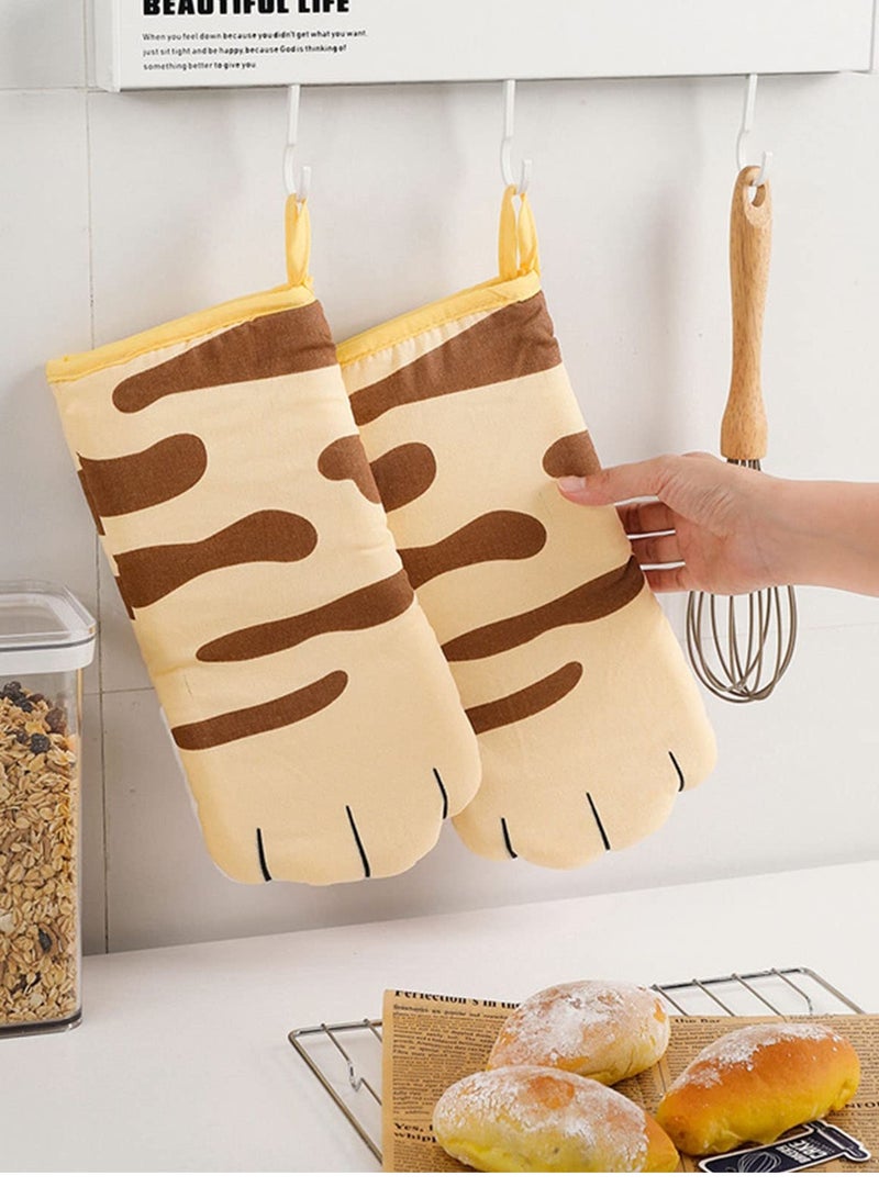 Zikra Cute Kitten Cat Paw Pattern Heat-Resistant Oven Gloves - Insulated Cooking Gloves for Baking, Grilling, and Microwave Use - 1 Pair of Kitchen Tools and Pot Holders - Image 5