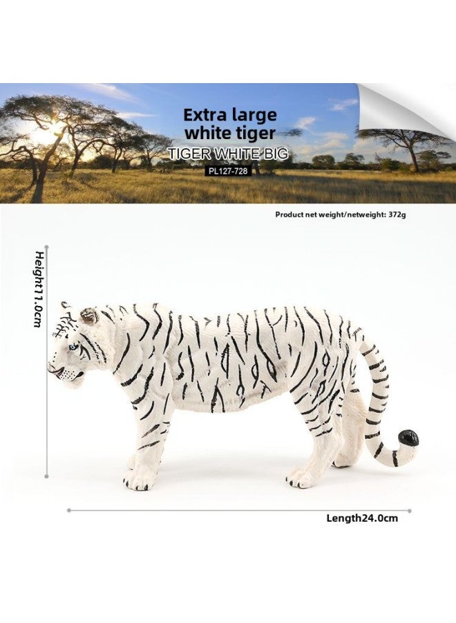 Simulation Wildlife Model Solid Static Children's Toy Set Siberian Tiger Tiger Model Ornaments-Color:PL127-728 Super White Tiger - Image 1