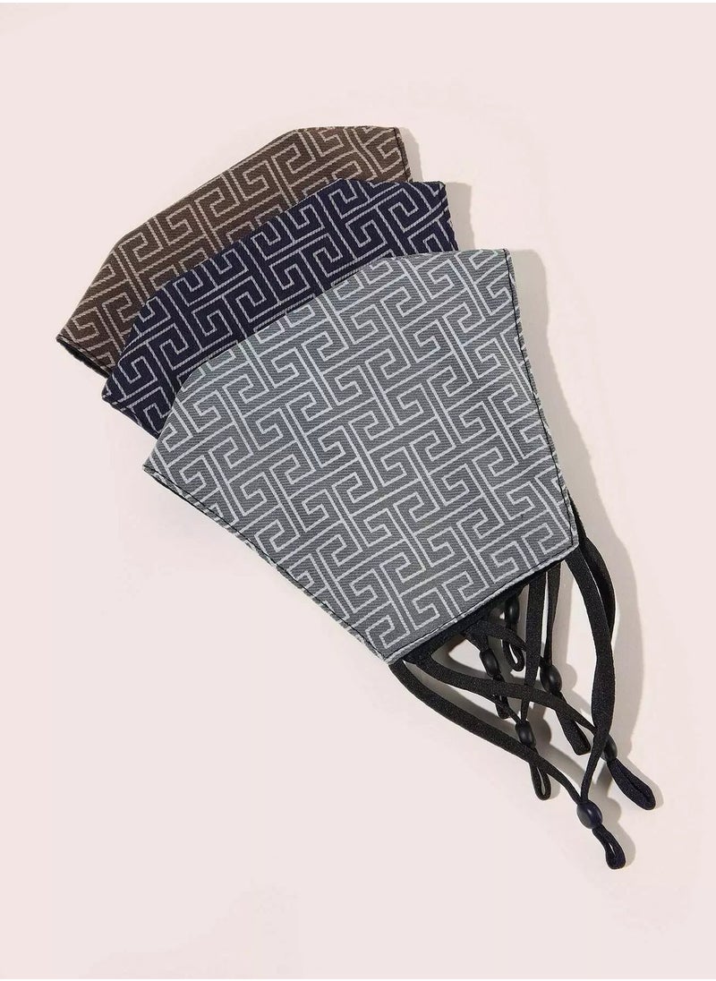 ماركة غير محددة 3 قطع من غطاء الوجه بنمط هندسي  - Image 4