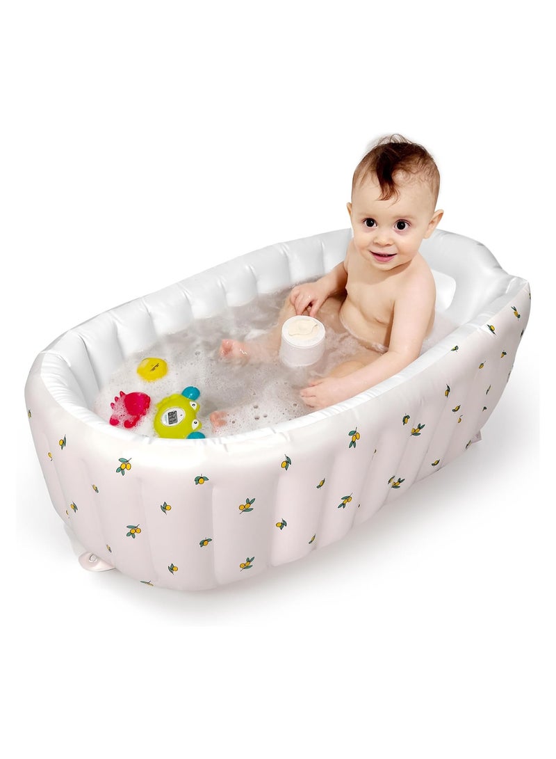 NANAO Inflatable Baby Bathtub with Built-in Air Pump, Newborn to Toddler Bath Tub,Portable Travel Shower Basin with Back Support, Deflates and Folds Easily (Olive Bath) - Image 1