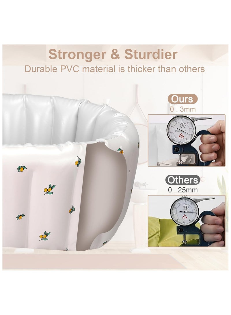 NANAO Inflatable Baby Bathtub with Built-in Air Pump, Newborn to Toddler Bath Tub,Portable Travel Shower Basin with Back Support, Deflates and Folds Easily (Olive Bath) - Image 3