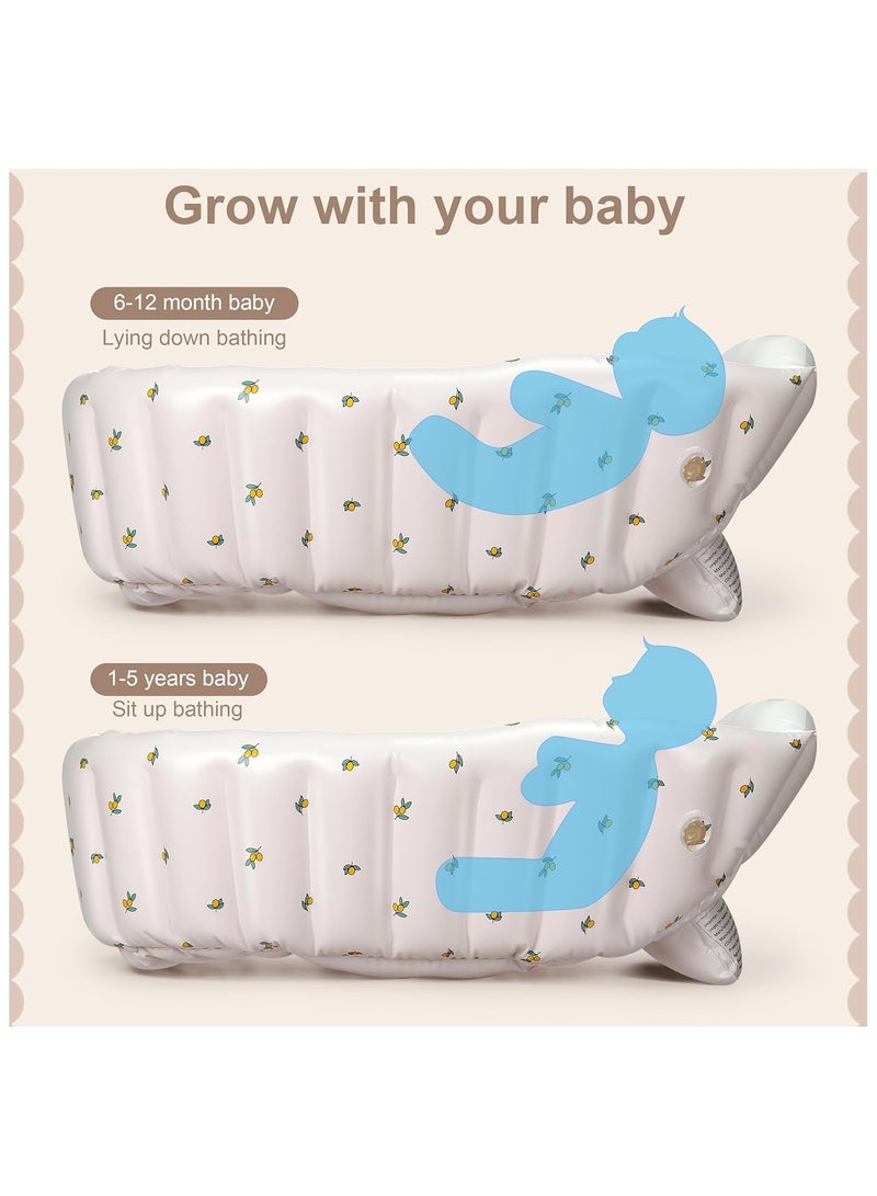 NANAO Inflatable Baby Bathtub with Built-in Air Pump, Newborn to Toddler Bath Tub,Portable Travel Shower Basin with Back Support, Deflates and Folds Easily (Olive Bath) - Image 2