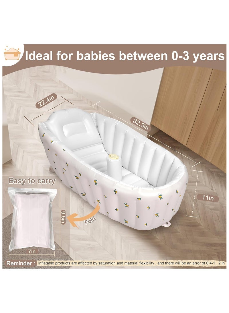 NANAO Inflatable Baby Bathtub with Built-in Air Pump, Newborn to Toddler Bath Tub,Portable Travel Shower Basin with Back Support, Deflates and Folds Easily (Olive Bath) - Image 5