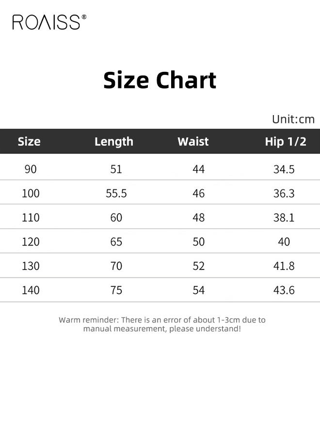 roaiss Girls Baggy Denim Pants with 2 Side Pockets and Lace Hem, Elastic Waist Straight Leg Jeans, Stylish Versatile Jean Pants for Girls, Suitable for Daily Wear and Other Occasions - Image 5