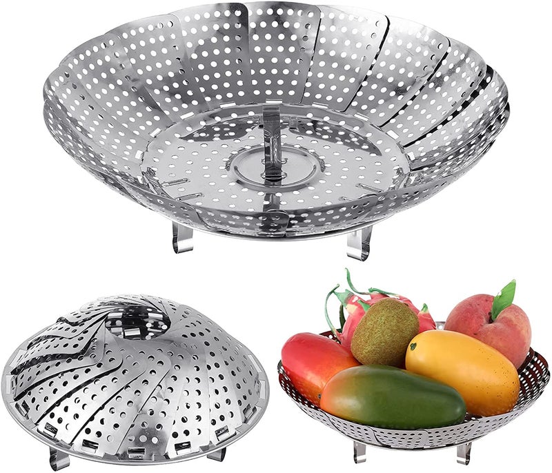 Credly Steamer Basket Vegetable Steamer Stainless Steel Steamer Food Value Steamer Baskets for Cooking Healthy Steamer Basket - Image 1