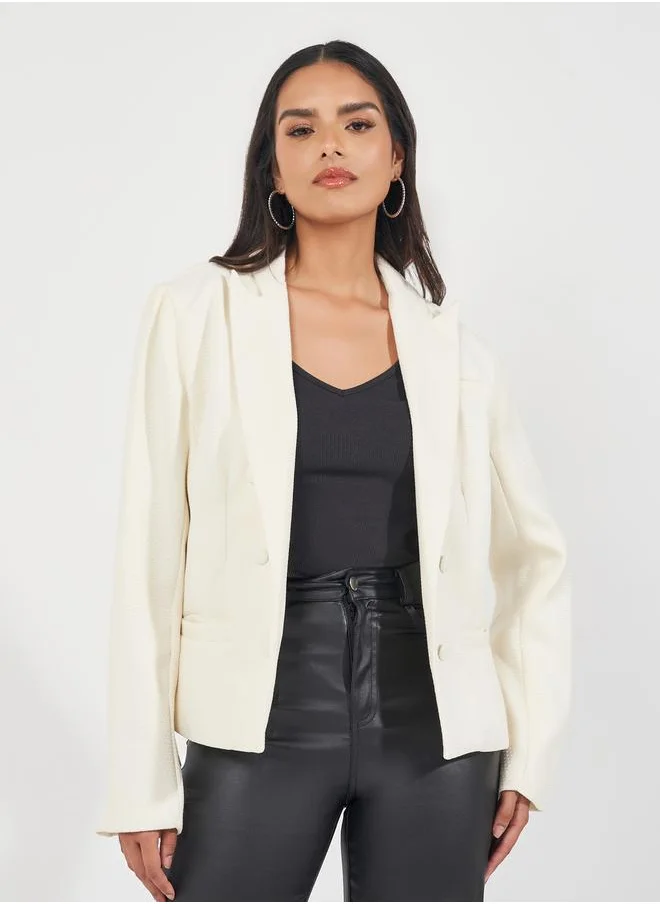 Styli Regular Fit Short Length Double Breasted Tweed Blazer