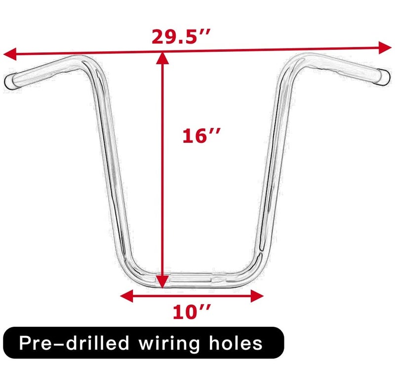 AIRCMT Chrome 16'' Rise Drag Narrow Ape Hanger 1'' HandleBar Compatible With Harley Davidson Sportster XL 883 1200 Dyna - Image 2