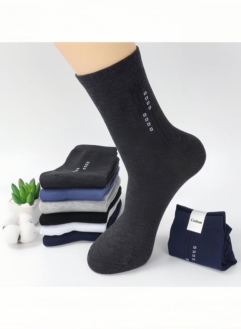 Lesha 5 Pairs Men's 100 % Cotton Crew Socks - Comfortable, Durable, Mid - Calf, Moisture Wicking Breathable Socks, Dress Socks for Business and Casual(Black)  - Image 5