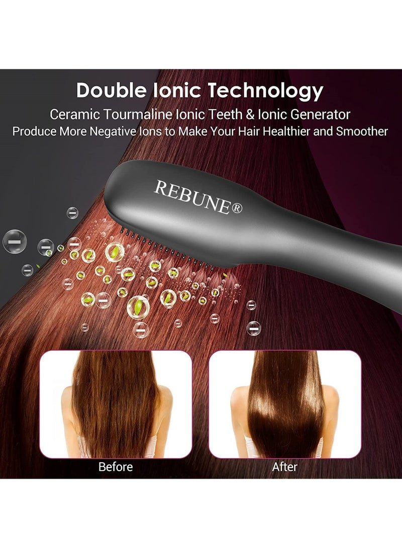 REBUNE 1200W One-Step Hair Dryer Brush Hot Air Dryer and Styler Grey/Pink - Image 2