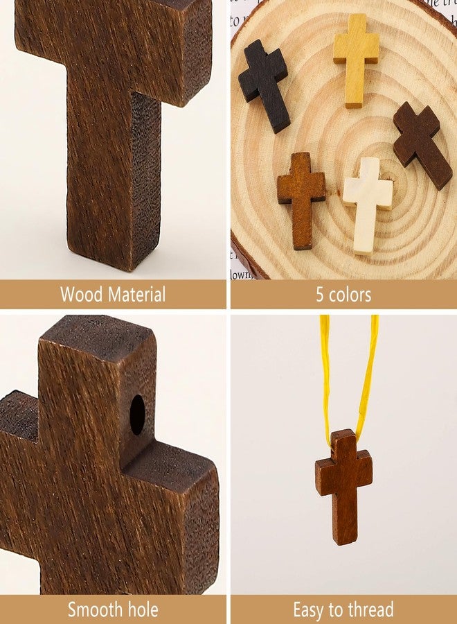 WSICSE 100PCS Mini Wooden Cross 5 Colors, Natural Small Cross Pocket Crosses Christian Gift for Children and Adults - Image 3