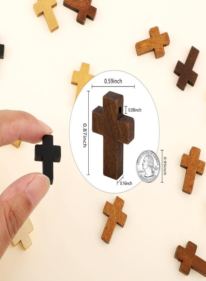 WSICSE 100PCS Mini Wooden Cross 5 Colors, Natural Small Cross Pocket Crosses Christian Gift for Children and Adults - Image 2