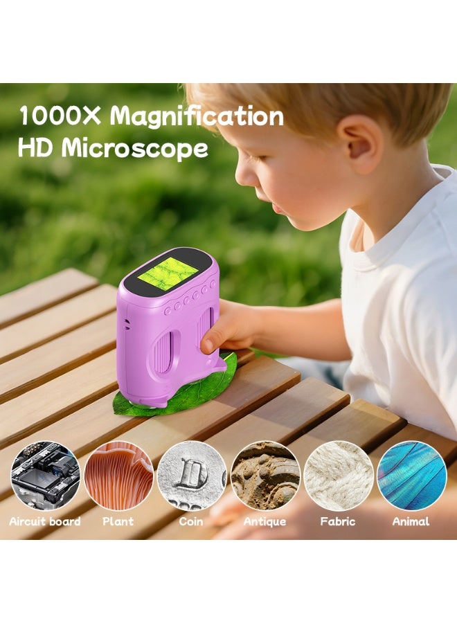 بلو فاير مجهر وتلسكوب رقمي 2 في 1 للأطفال باللون البنفسجي: تكبير حتى 1000X مع كاميرا 1080P HD لتصوير الصور والفيديو، شاشة IPS مقاس 2 بوصة، لعبة تعليمية STEM للاستكشاف العلمي، يدعم بطاقة Micro SD حتى 128 جيجابايت، بطارية 600 مللي أمبير، هدية مثالية للأولاد والبنات من عمر 3 إلى 12 سنة،  بطاقة الذاكرة غير متضمنة. - Image 2