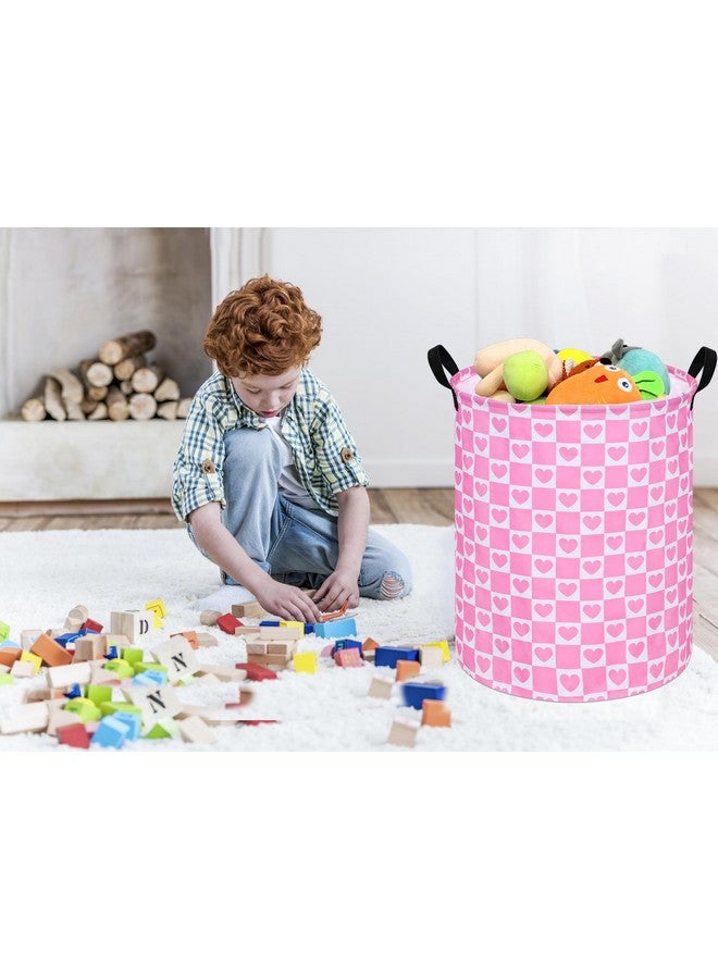 ACMUUNI 19.7" Round Kids Laundry Basket Love Heart Gift Basket Storage Laundry Hamper Laundry Basket Baby Toys Nursery Bin with Handles,Storage Basket for Kids Room Bedroom Decor - Image 3