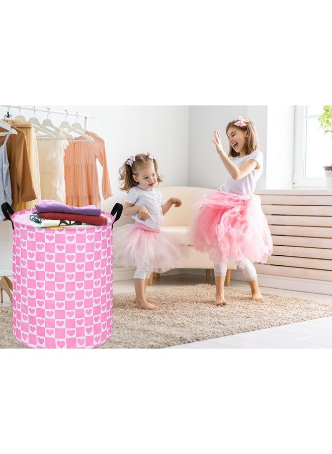 ACMUUNI 19.7" Round Kids Laundry Basket Love Heart Gift Basket Storage Laundry Hamper Laundry Basket Baby Toys Nursery Bin with Handles,Storage Basket for Kids Room Bedroom Decor - Image 5