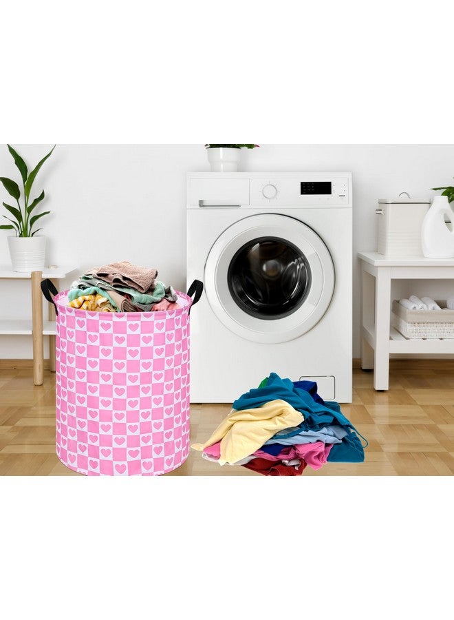 ACMUUNI 19.7" Round Kids Laundry Basket Love Heart Gift Basket Storage Laundry Hamper Laundry Basket Baby Toys Nursery Bin with Handles,Storage Basket for Kids Room Bedroom Decor - Image 4
