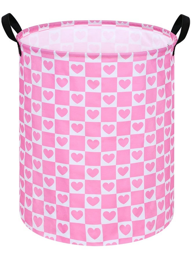 ACMUUNI 19.7" Round Kids Laundry Basket Love Heart Gift Basket Storage Laundry Hamper Laundry Basket Baby Toys Nursery Bin with Handles,Storage Basket for Kids Room Bedroom Decor - Image 1