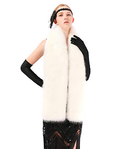 Dikoaina Women's Winter Fake Faux Fur Scarf Wrap Collar Shawl Shrug - Image 5