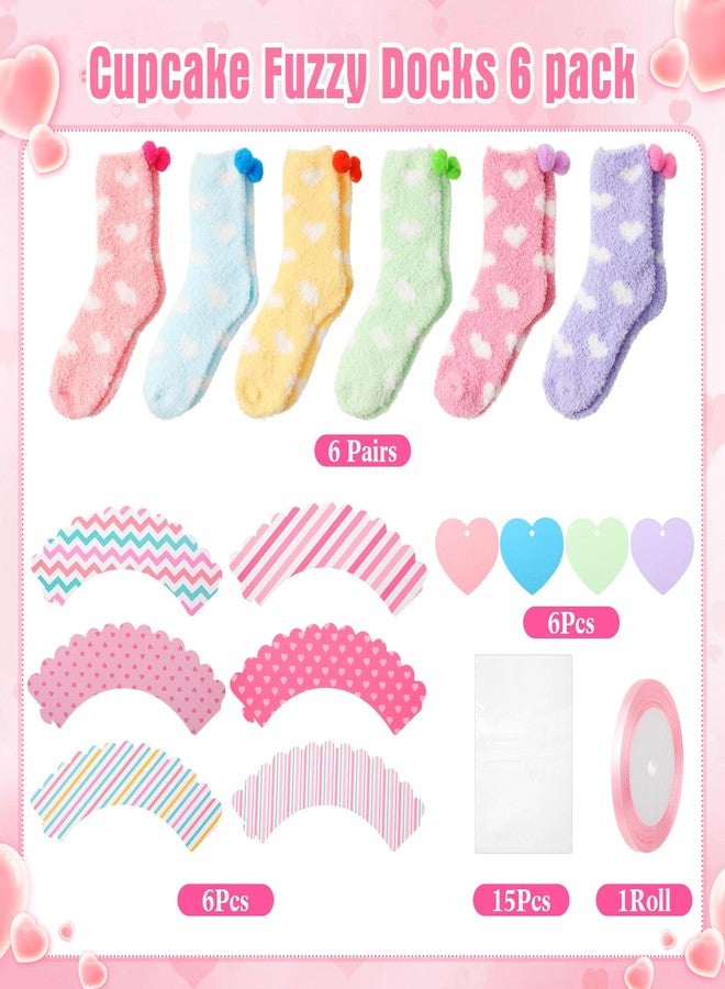 جيوجا جوارب جيوجا النسائية الناعمة على شكل كب كيك لعيد الحب، 6 أزواج، جوارب شتوية دافئة ومريحة (قلوب، ماكارون) - Image 5